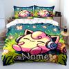 3Pc Personalization Name Custom Pokemon Pixels Printed Cartoon Bedding Set 1 Quilt Cover 2 Pillowcase Gifts For Kids And Adults