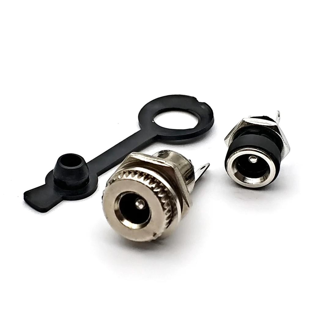 5.5mm X 2.1mm / 5.5 X 2.5mm DC Power Jack Socket Female Panel Mount Connector Metal Panel Mount Interface Plug Wire Terminals