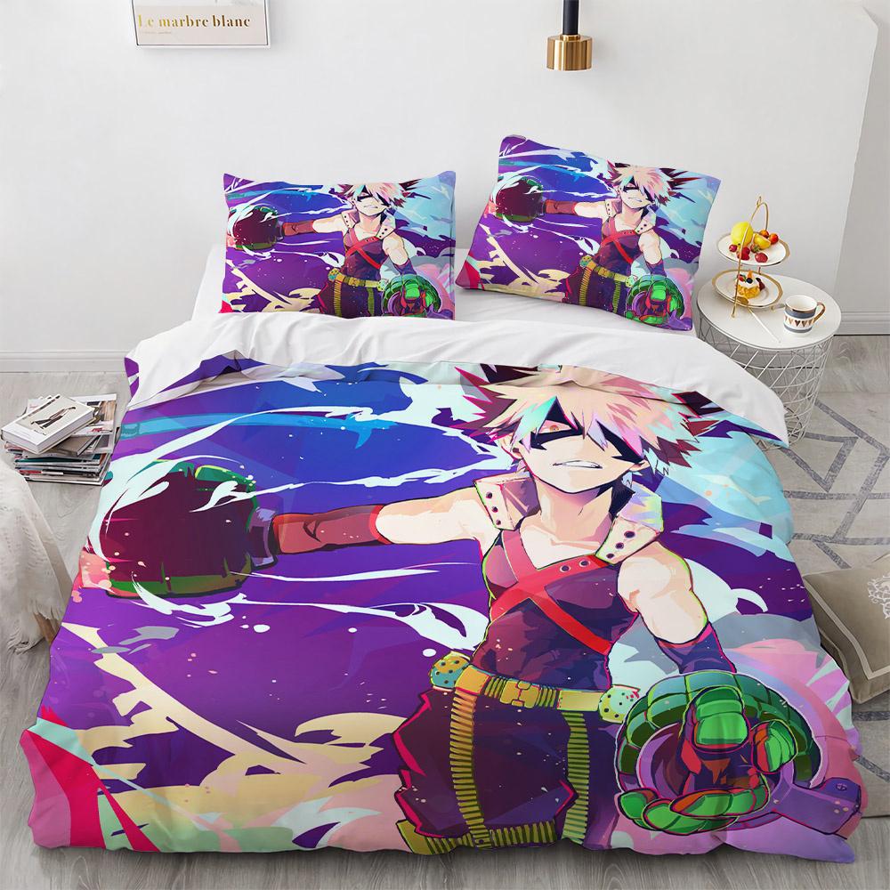 

Comforter New Anime My Hero Academy Bedding Set Anime Characters 3D Cartoon Polyester Queen King Size Kids Boys Comforter (quilt)-EU Single(135*200cm)3pcs