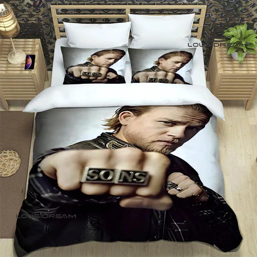 

Sons of Anarchy Комплекти постільної білизни з принтом у ретро стилі Вишуканий набір речей підодіяльник комплект постільної білизни розкішний подарунок на день народження 140x200cm 3pcs