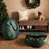 Home Wreath Storage Bag, Round Fabric Case with Carry Handle for Holiday Closet Organization and Shelf Storage
