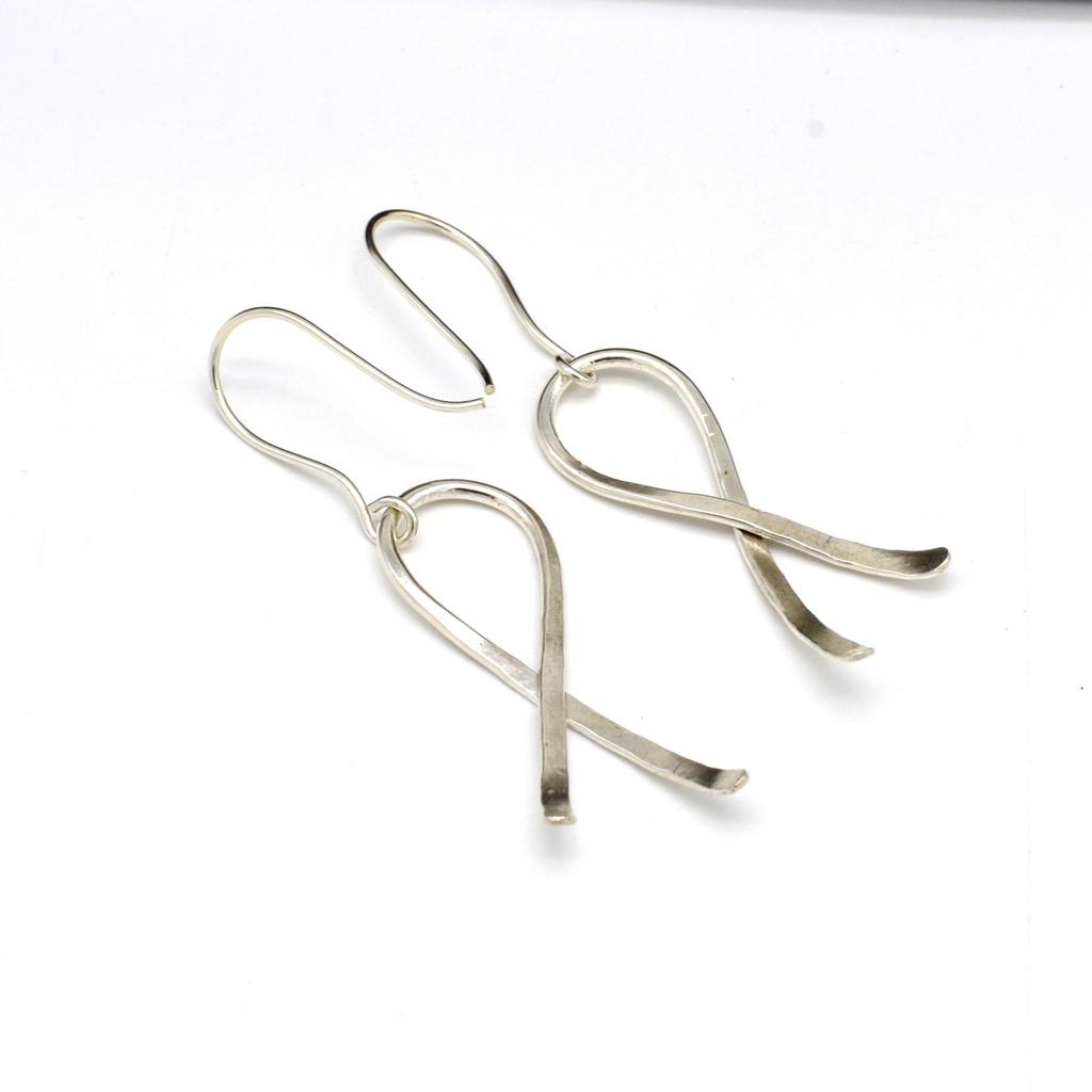 925 Sterling Silver Hammered Spiral Twist  Earrings, Handmade  Hammered Dangle Earrings, Gift For Her