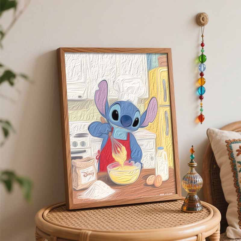 Disney Digital Oil Painting Art Kit Stitch Chef Baking Kitchen Hand Filled Home Decor