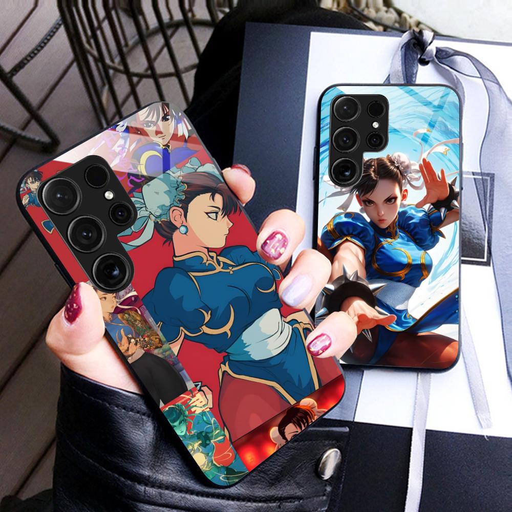 Street Fighter Chunli Phone Case for Samsung Galaxy S26 S25 S24 S23 S22 S21 S20 Note20 Plus FE Ultra Glass Colorful Cover Cover