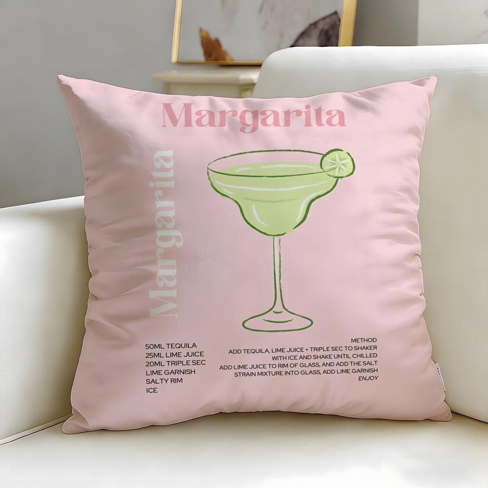 beverage theme Margarita Cocktail Cushion Cover Soft & Easy-Wash Pillow Case – Versatile for Couch, Bed, Travel and Office