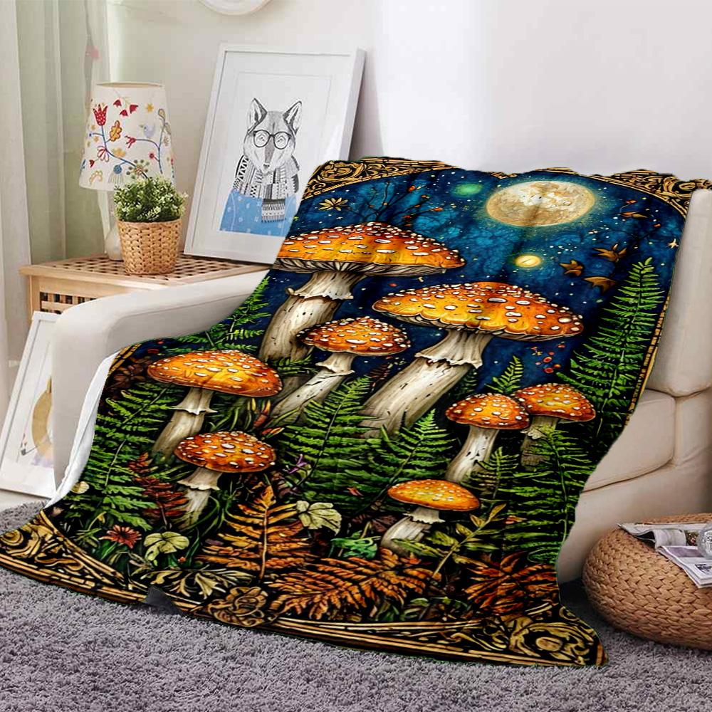 Bunte Pilz-Print Flanelldecke Hohe Qualität Warm Bequem Decke für Alle Jahreszeiten Perfekt für Geschenke Heimdeko