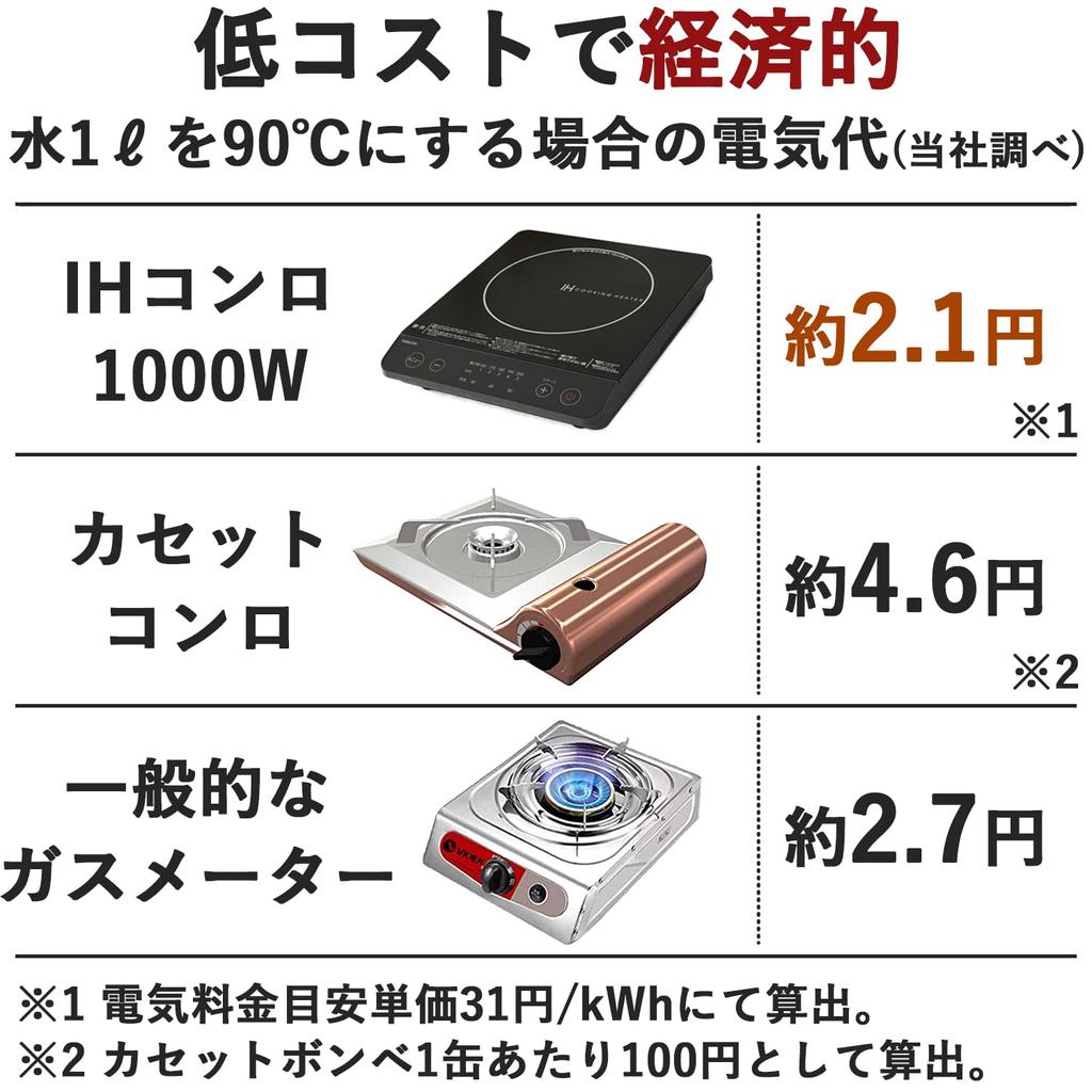 IH IH Cooking Single Two People 5 Levels of Heat Power Compatible with Fried Heat Retention IH Magnetic Plug White [Yamazen] Stove, Heater, Tabletop,