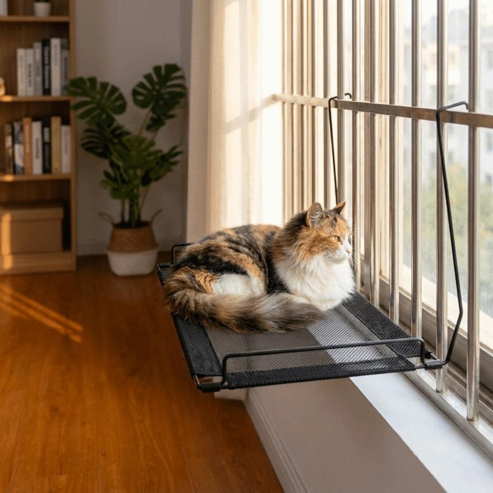 Breathable Mesh Cat Hanging Bed Folding Cat Sunbathing Bed Pet Nest Cat Window Hammock Bedside Use