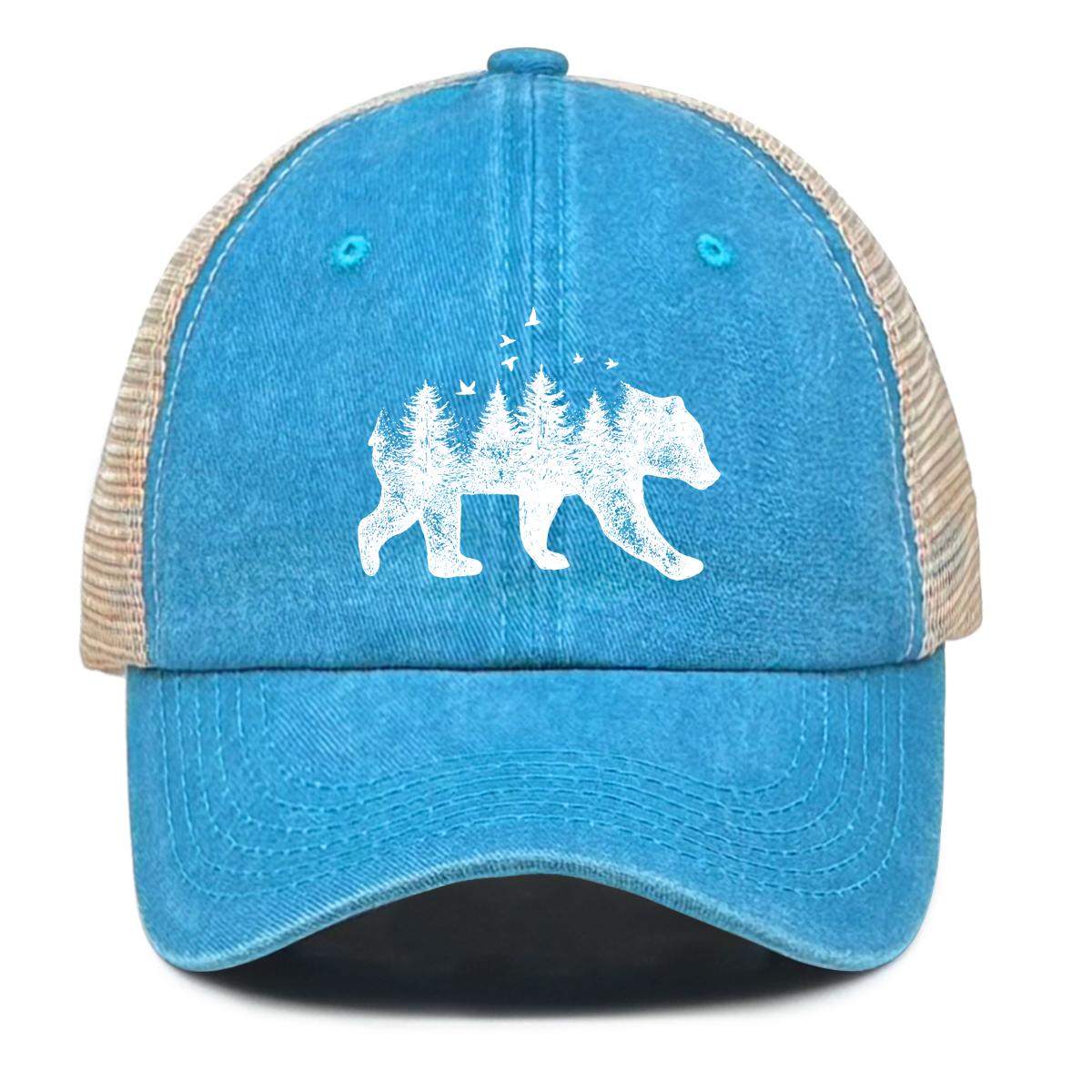 

Белая бейсболка с принтом лесного медведя Snapback, плоская кепка, неэластичная, солнцезащитная, винтажная, простая, регулируемая, сетчатая кепка as the picture синий