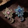 Rhinestone Inlaid Vintage Leaf Brooch Classic Court Style Fashion Pin for Women Graduation Prom Wedding Party Accessories Gift