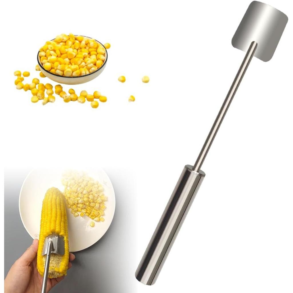 Long Handle Stainless Steel Corn Stripper Tool,Corn Peeler for Corn on The Cob Stripper Tool, Quick Corn Kernel Remover Tools for Kitchen Use