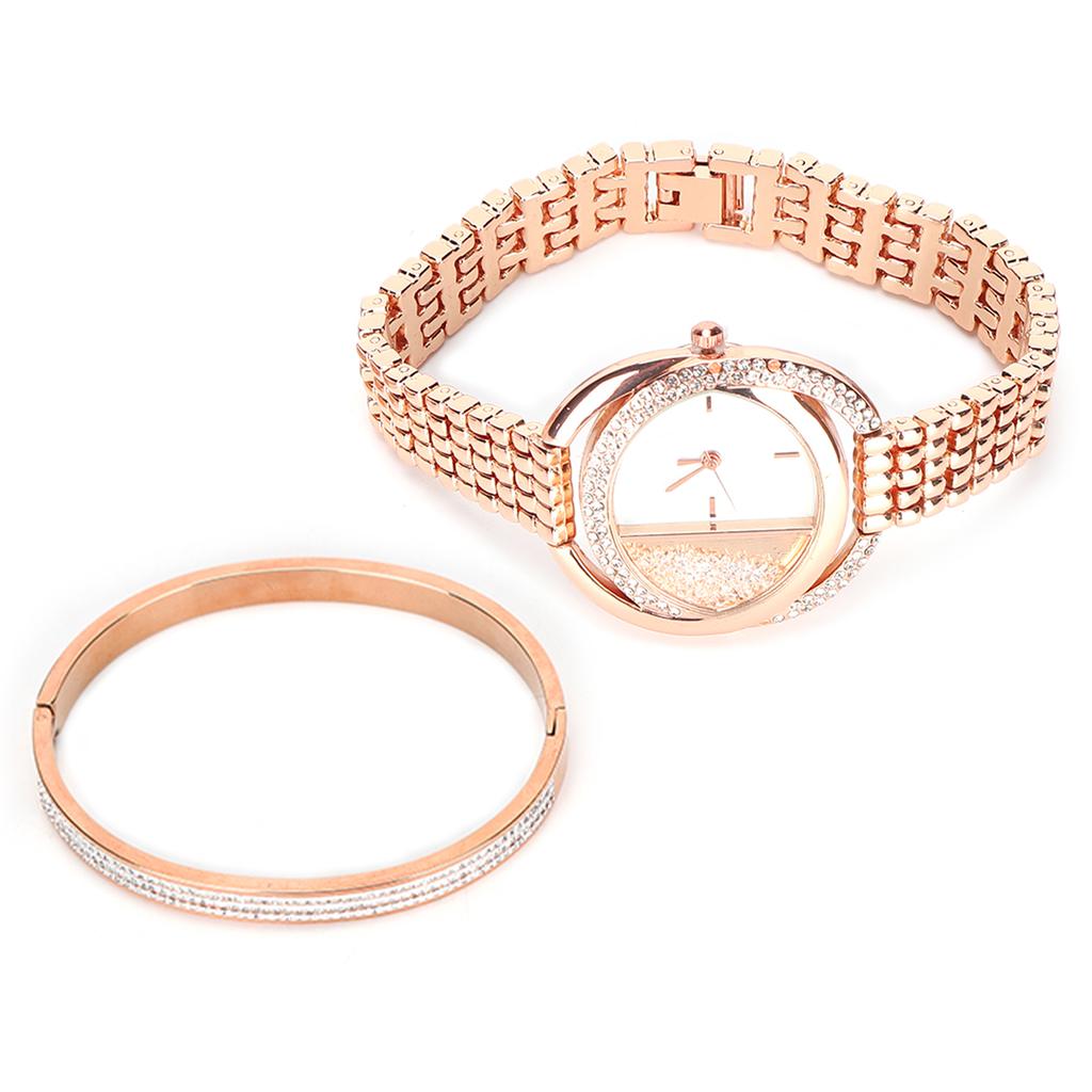 Women Jewelry Set Quartz Movement Watch Titanium Steel Bracelet Jewelry Set Anniversary GiftRose Gold