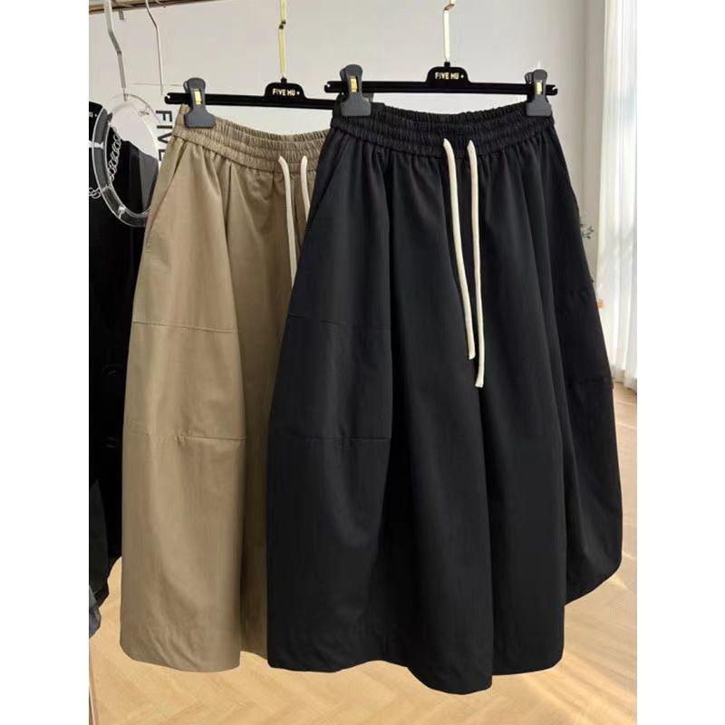 Plus Size A-line Wide-Leg Summer Pants for Women with Elastic Waist and Large Leg Opening