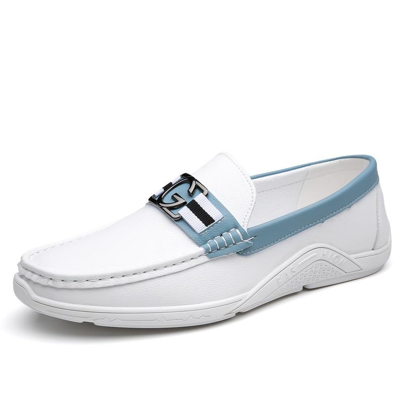 

Мужские туфли из натуральной кожи 2024 года, лето, новые, мягкие, дышащие, повседневные, маленькие белые туфли, мужская мода, универсальные, молодежные туфли Doudou 44