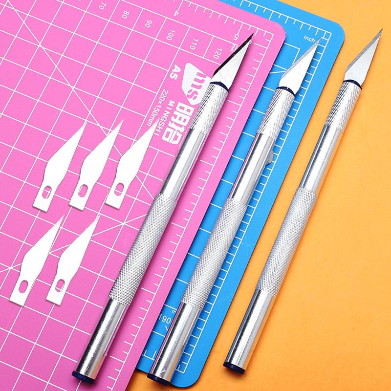 Handmade Carving Knife & Rubber Stamp Cutting Tool Set with Mat for Journals & Collage