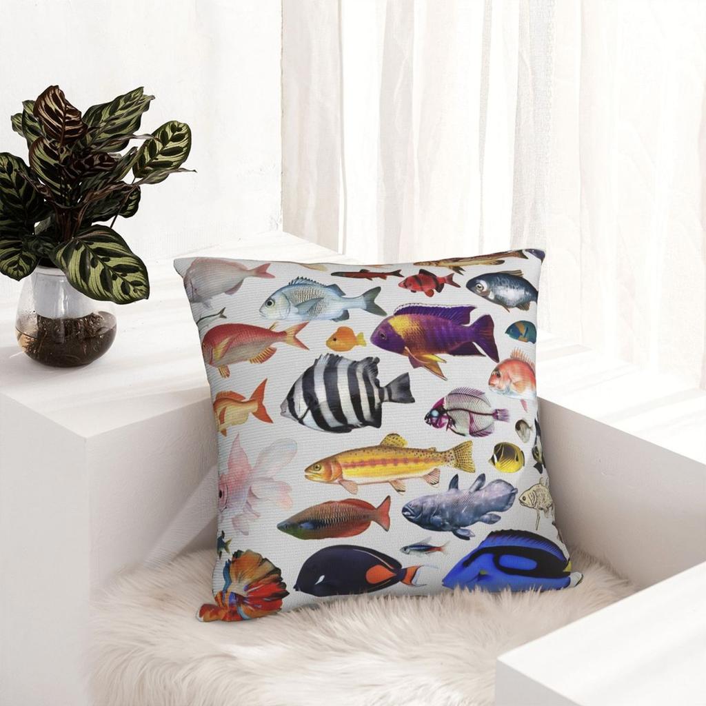 Vintage Fish Trout Pillow Cover Cartoon Fishes Vintage Pillow Case Polyester Cushion Cover Pillowcases For Sofa Home Decoration