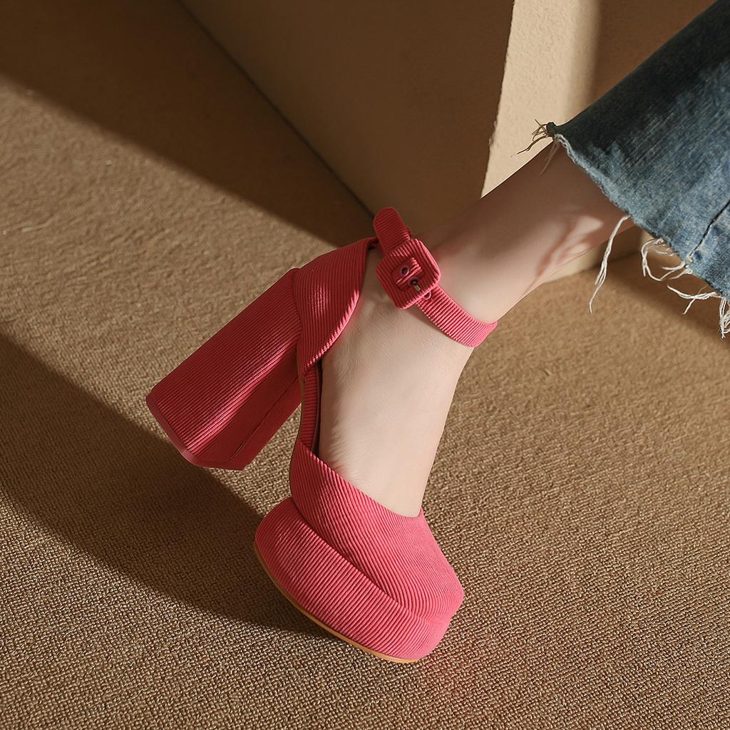 Barbie High Heels Women's 2025 Spring and Autumn Waterproof Table Single Shoes Thick Heel Retro Princess Girl French Mary Jane Shoes