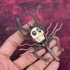 Howlite Pendant Copper Wire Wrapped Pendant Titanium Bead Eyes & Skull Bone Face Pendant