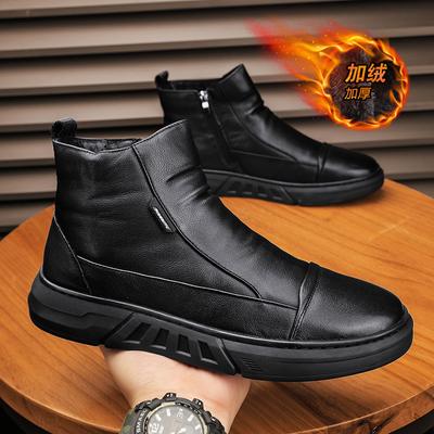 Hohe Winter-Samt-Warme Arbeitsversicherungs-Baumwollschuhe Schwarze Lässige Martin-Lederschuhe