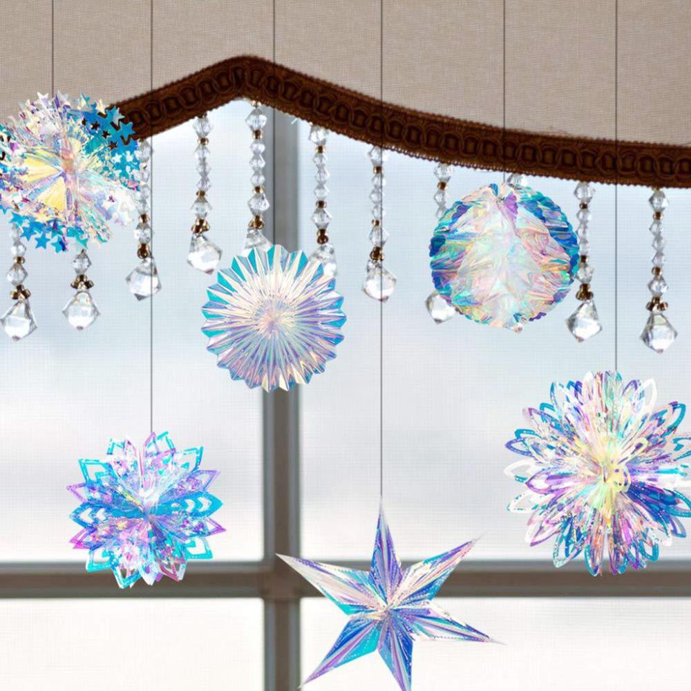 Snowflakes 3D Party Supplies Holographic Snow Ball Home Decor Hanging Balls Christmas Ornaments