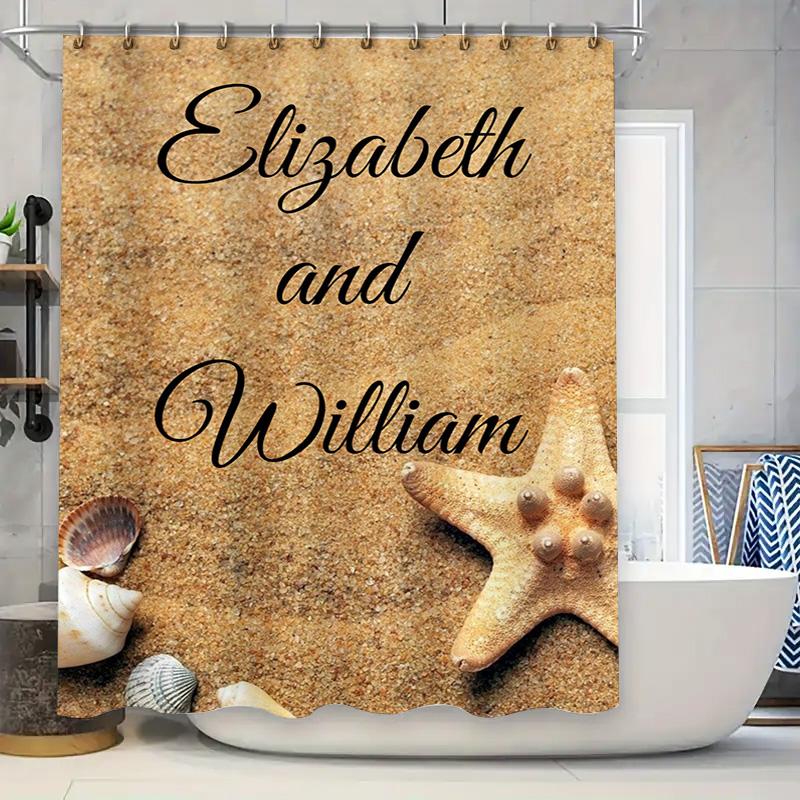 

Starfish Shell Beach Shower Curtain Custom Size Printed Waterproof Bathroom Decor For Elizabeth And William Wedding W60H190(CM)-1 Pcs