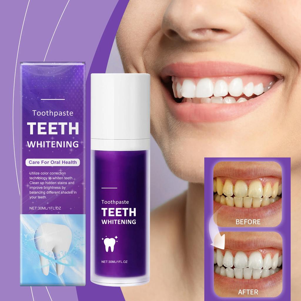 Purple Corrector Teeth Whitening Toothpaste Removal Tooth Stains Cleaning Oral Hygiene Bleaching Dental Fresh Breath Tooth Care