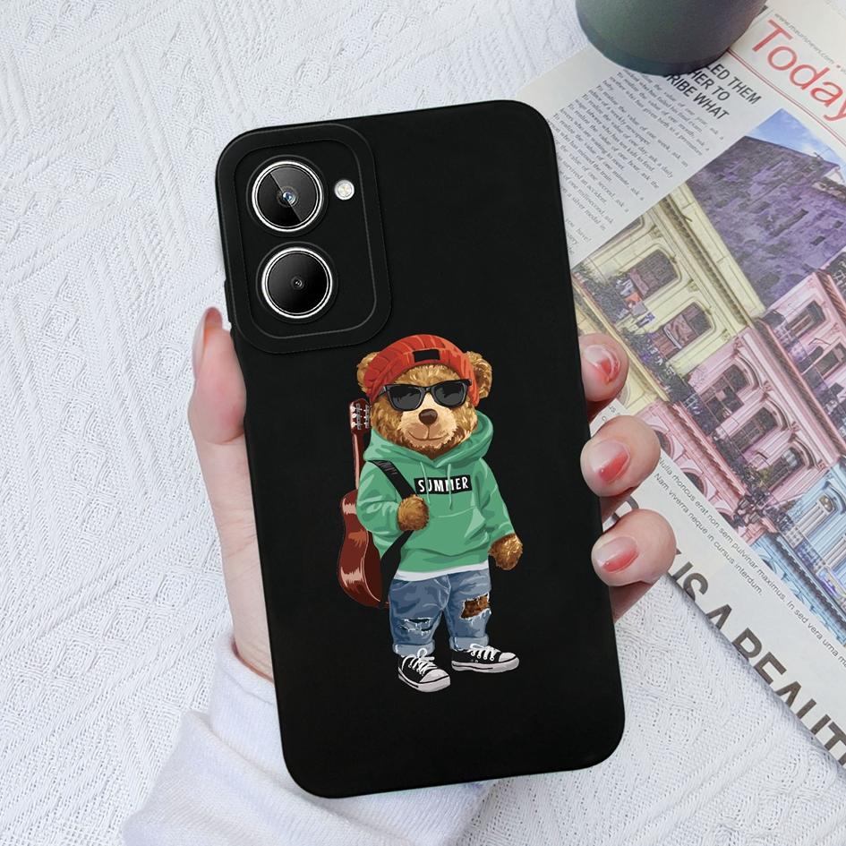 For OPPO Realme 5 6 8S 9 10 Pro+ Plus 9i 4G 5G Phone Case Cute Cartoon Pattern Square Liquid Silicone Soft TPU For Realme 2 6 7 Pro Funda Coque Bumper
