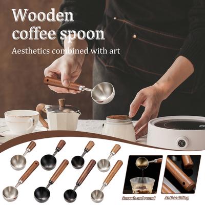 Coffee Ground 2-Tablespoon Measuring Scoop-Spoon - 2Tbsp | 304 Stainless Steel | Black Walnut Handle