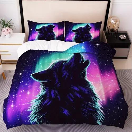 

Wolf Duvet Cover Duvet Cover With Wolf Pattern Suitable For Children Boys Girls And Adults Soft Warm Comfortable And Breathable EU SK(260*220cm)3pcs