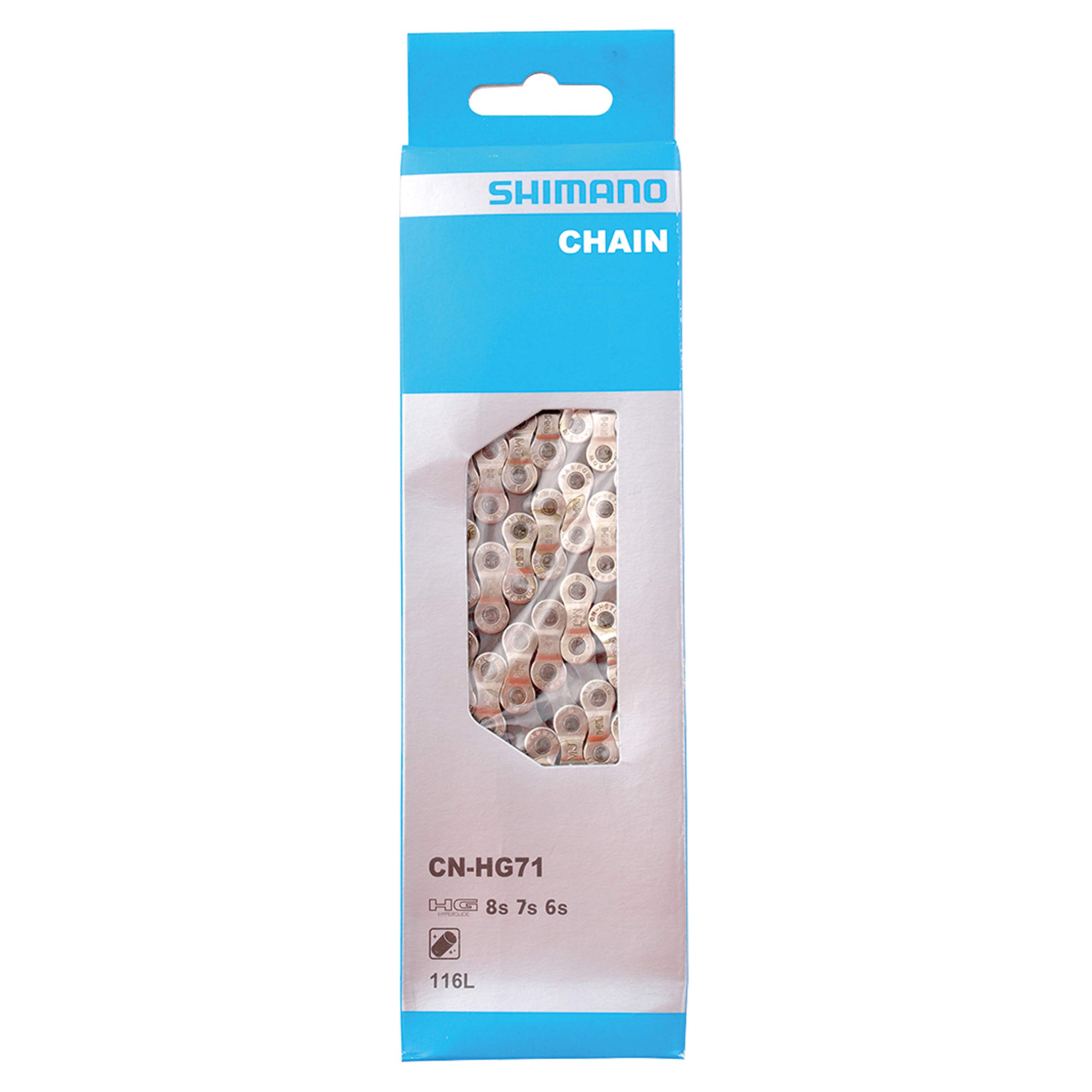 Shimano HG Chain 116L for and Silver CN-HG71 6, 7, 8-speed systems, 524-11216