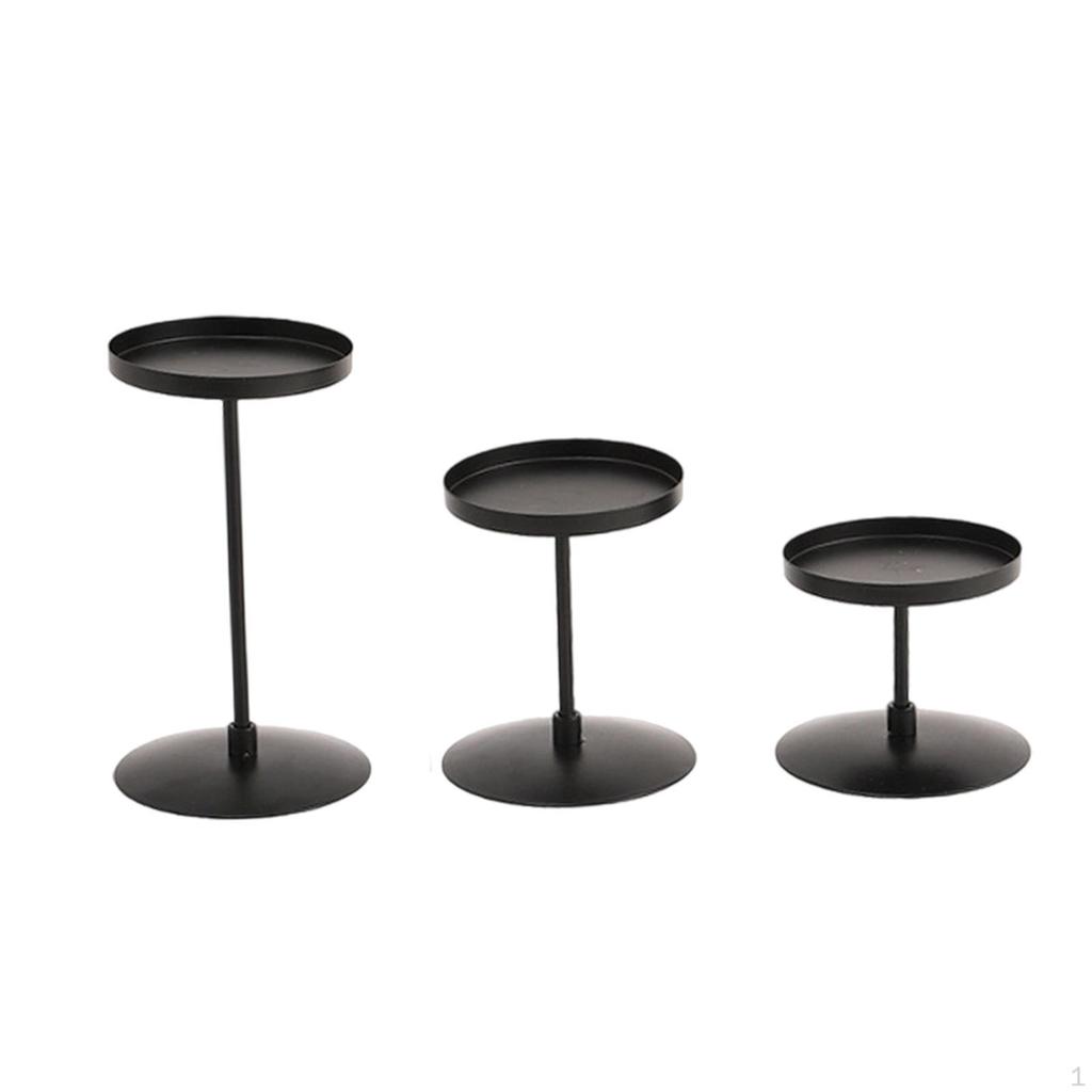 3 Pieces Candle Holder Iron Vintage Stand Decorative Handmade Non-Slip for Dining Room Living