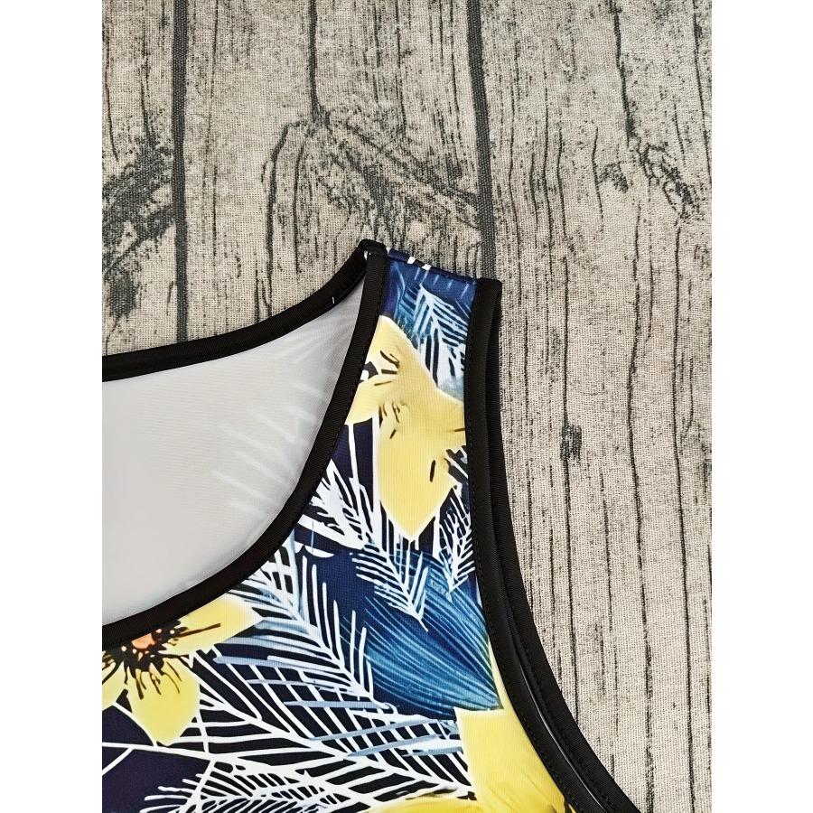 Women's Sleeveless Crew Neck Tank Dress Vibrant All-Over Floral Print Dresses Machine Washable Elegant Summer Dress Y2k Clothes