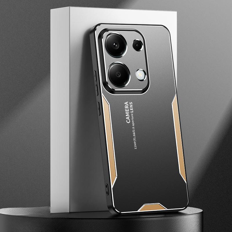 

Для POCO M6 PRO 4G Чехол Роскошный металлический противоударный противоударный чехол с лазерной резьбой из алюминиевого сплава для Xiaomi POCO M6 PRO 4G Защитный матовый чехол для камеры For Poco M6 PRO 4G золотой