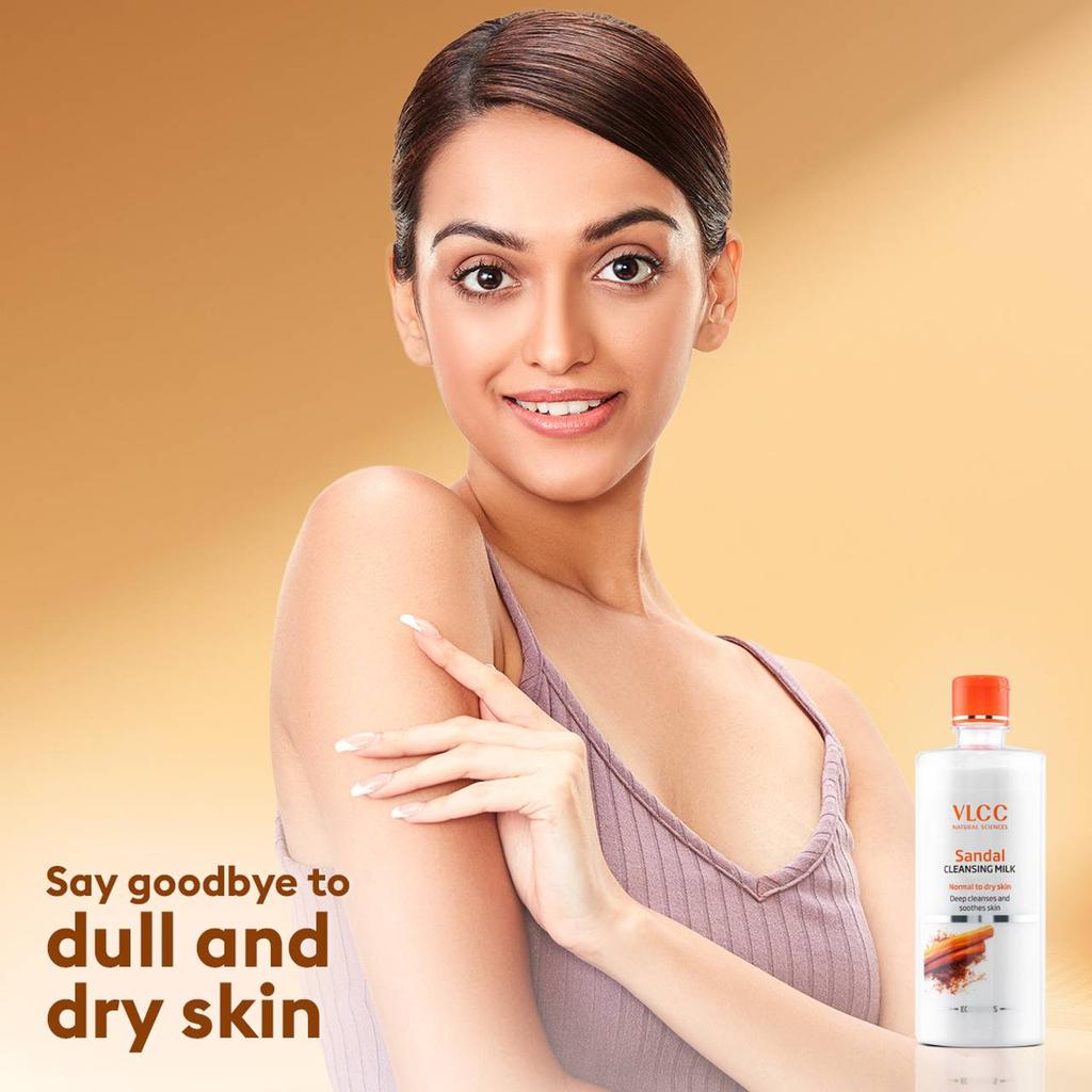 VLCC Sandal Cleansing Milk For Deep Clean Hydration And Soft Skin Comfort 500 Ml Pack Of 1 Gentle Daily Face Cleanser