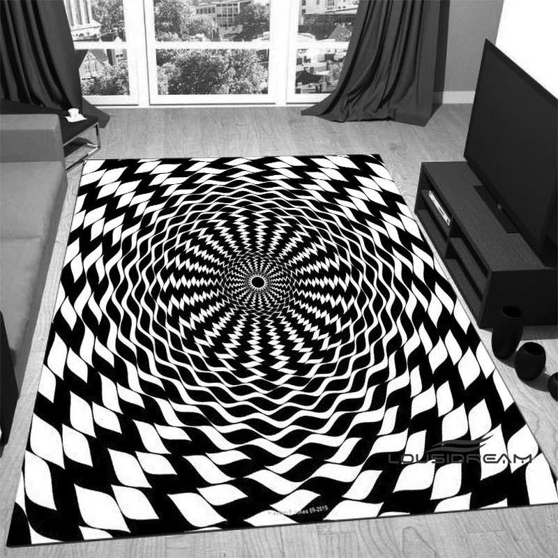 New3D Vortex Illusion Rug for Living Room, Home Decor, Sofa Table Large Area Rugs, Bedside Foot Mat Bedroom, Non-Slip Doormat