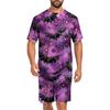Men's Halloween Casual Pajama Set Short Sleeve Top and Shorts Lightweight Comfortable Sleepwear Set for Home and Lounge