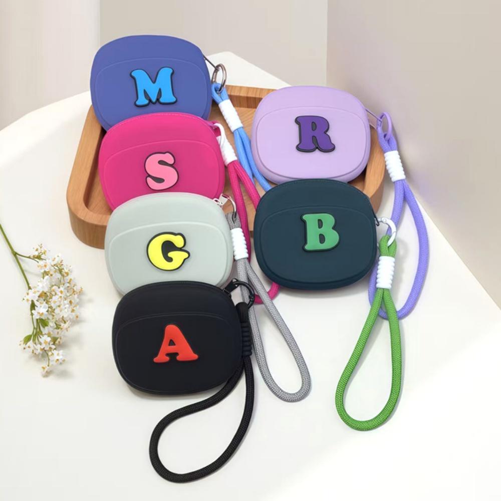 Letter Storage Bag Silicone Coin Purse Wallet with Lanyard Portable Data Cable Earphone Organizer Key Pouch Waterproof Wallets