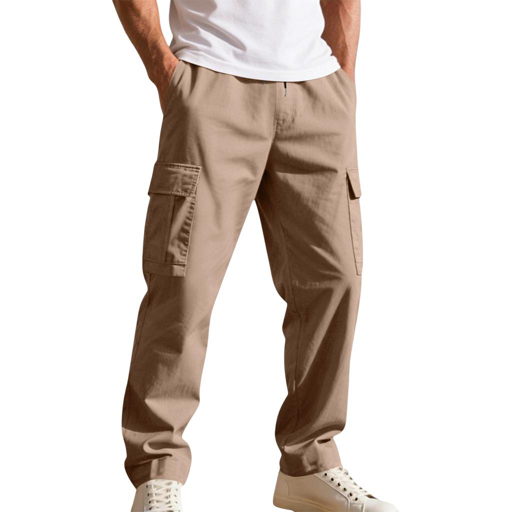 Men's Workwear Casual Stretch Waistband Multi-Pocket Straight-Leg Pants