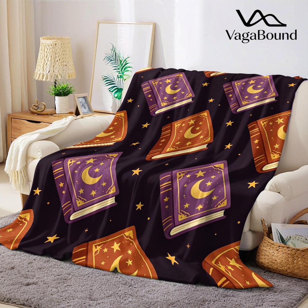 Magic Spell Books Flannel Blanket Warm Soft Halloween Christmas All-Season Couch Decorative Cozy Warm Gift