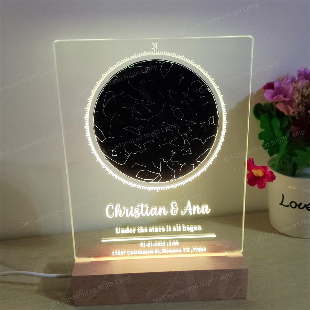 Custom Star Map by Date Star Map Night Light Personalized Couples Constellation Map Birthday Anniversary Acrylic Night Lamp