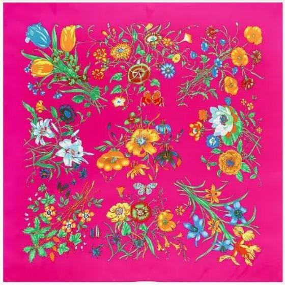 130cm*130cm  New Luxury Brand Women Winter Silk Scarf Twill Floral Print Turban Headband Large Hijab Square Scarf Shawl