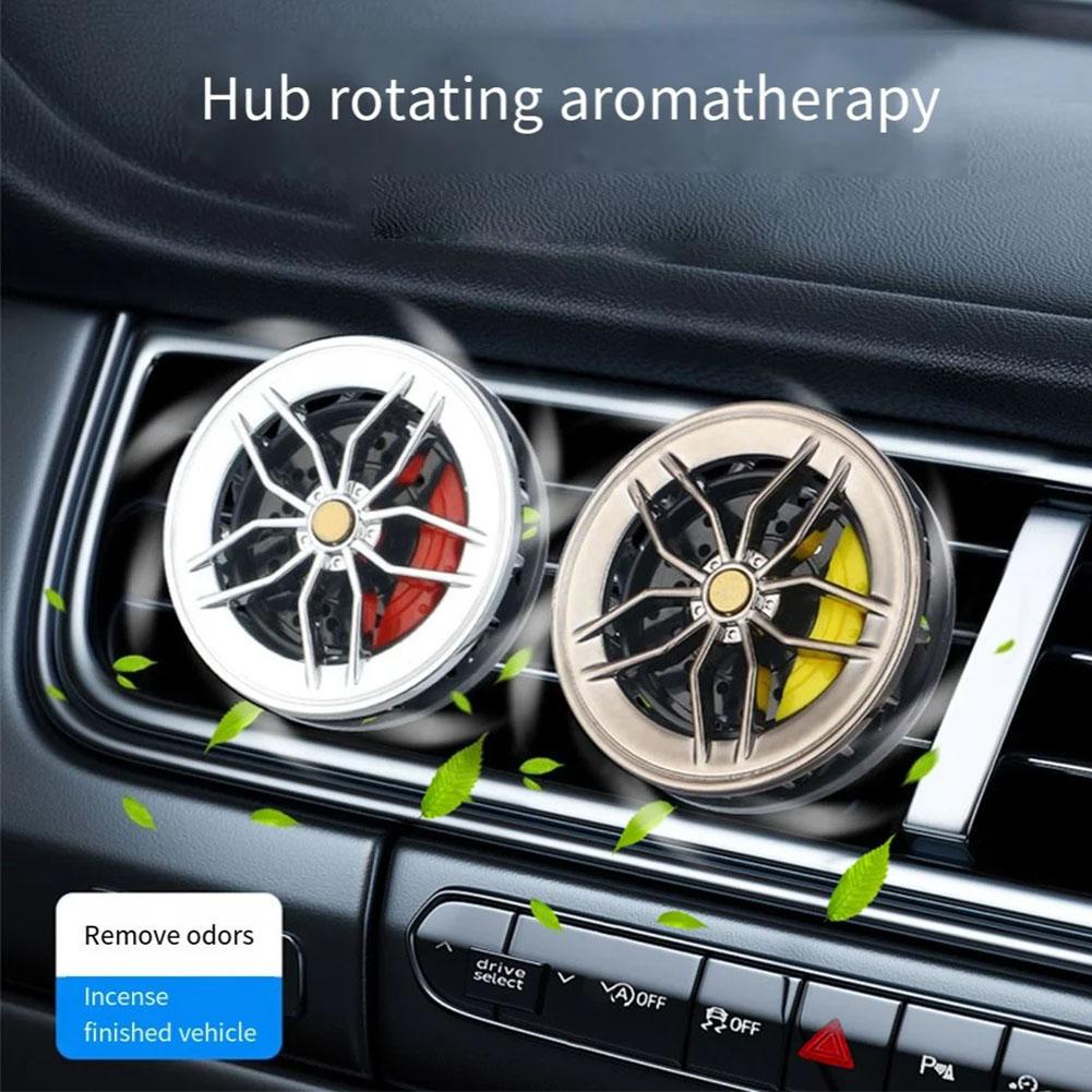 Car Mounted Aromatherapy Vent Can Rotate Wheel Hub Perfume Decoration Creative Air Conditioner Vent Aromatherapy Clip Interior