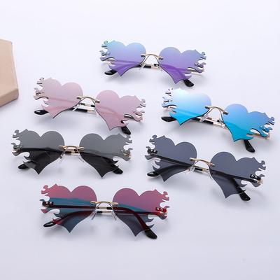 Party Favor UV400 Protection Rimless Sunglasses Heart Glasses Sunglasses for Women Heart Sunglasses