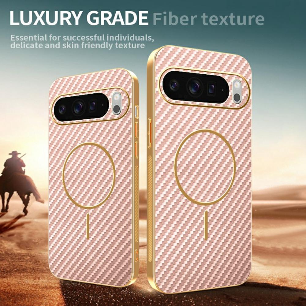 For Google Pixel 10 Pro XL Phone Case Carbon Fiber Textured Electroplated TPU Back Cover