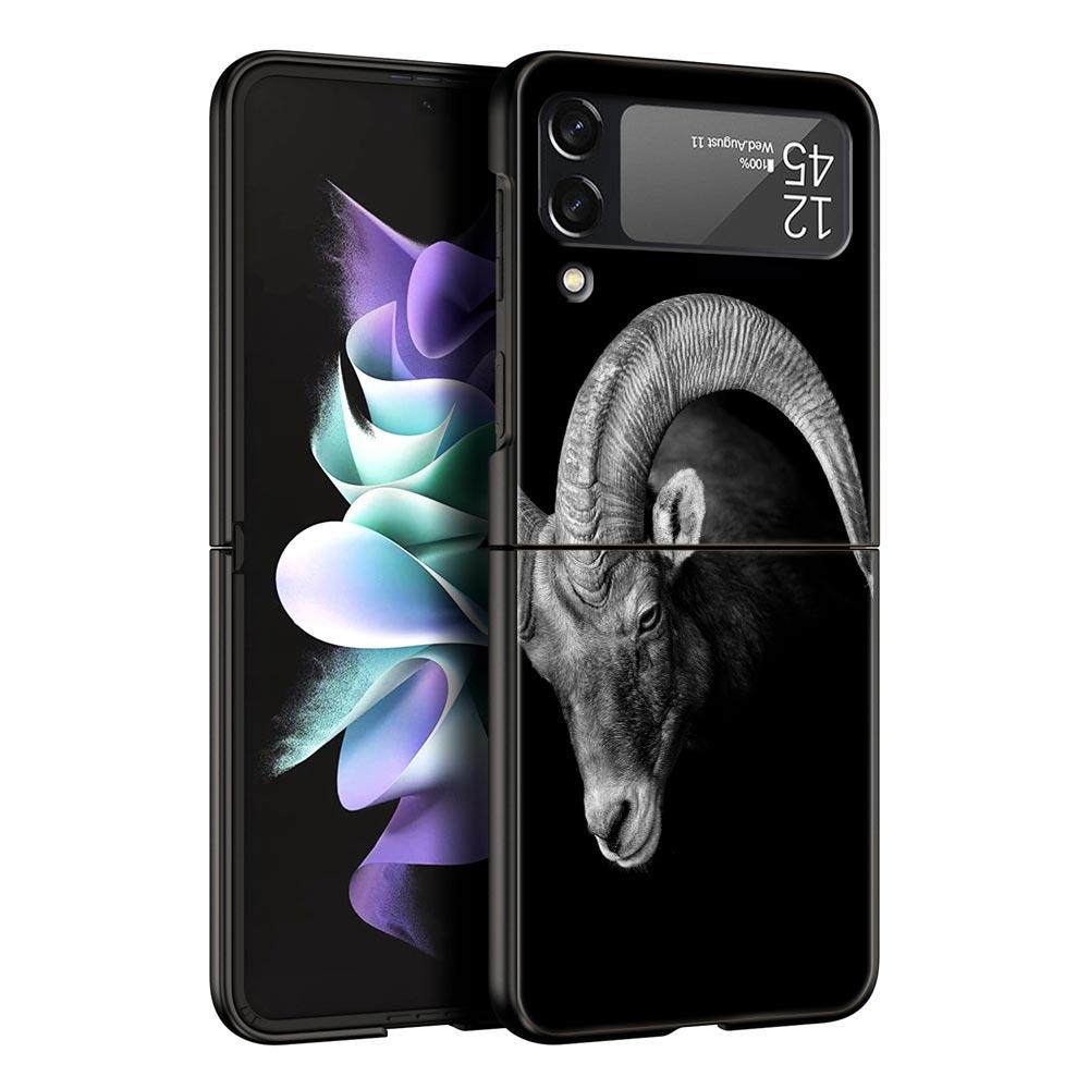Fashion Animals Horse Deer Giant Panda Phone Case for Samsung Galaxy Z Flip 3 4 5 Black Folding Mobile Shell Hard Protect Cover