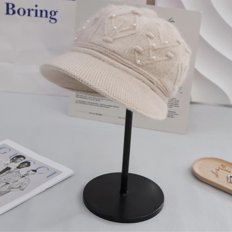 

Women S Fleece-Lined Winter Hat - Soft Warm Beanie with Elastic Band, Moisture-Wicking & Cold-Proof Design, BrownRed/Red/, Versatile for Autumn Winter One Size