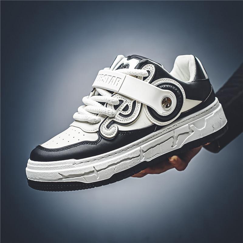 

Повседневная обувь на доске мужская весенняя кожаная поверхность водонепроницаемая молодежная спортивная обувь для улицы нишевый дизайн чувство продвинутости обувь-хлеб 39 чёрный