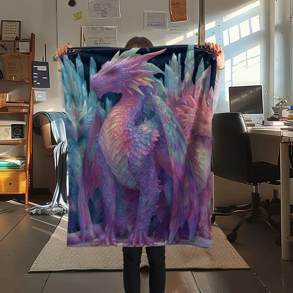 Purple Dragons  Print Flannel Blanket, High quality Comfortable for All Seasons, Home Decor, Warmth and Comfort