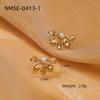 GEMCHIC Women's Geometric Flower Pearl Stud Earrings Gold Plated Stainless Steel Fashion Jewelry