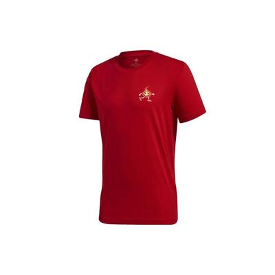 Letter Logo Print Round Neck Short Sleeve T-Shirt Men Tops Red FN1722